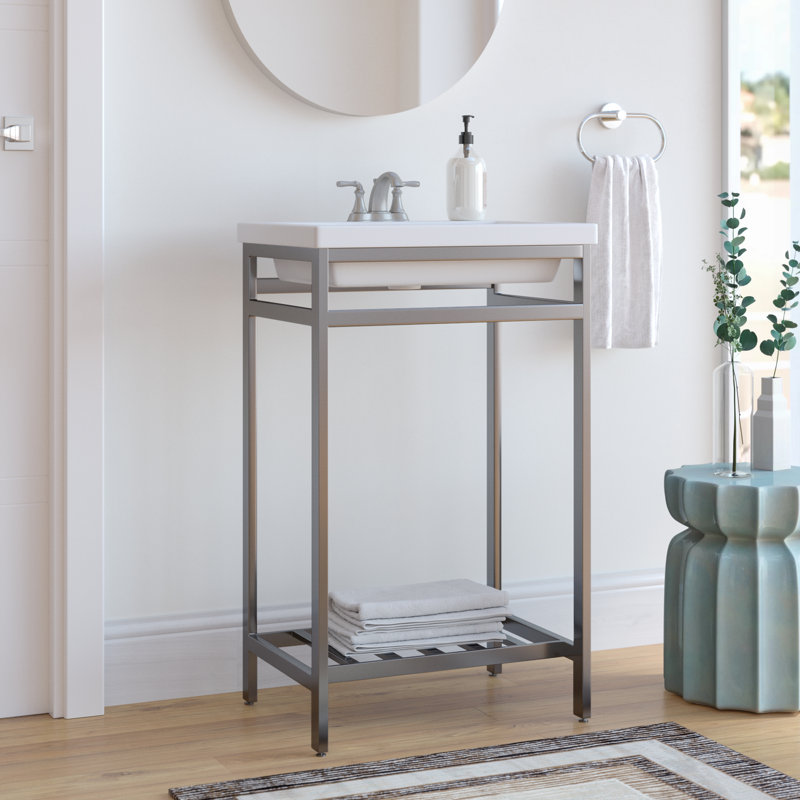 Ivy Bronx Arverne Stainless Steel Open Console 21" Single Bathroom